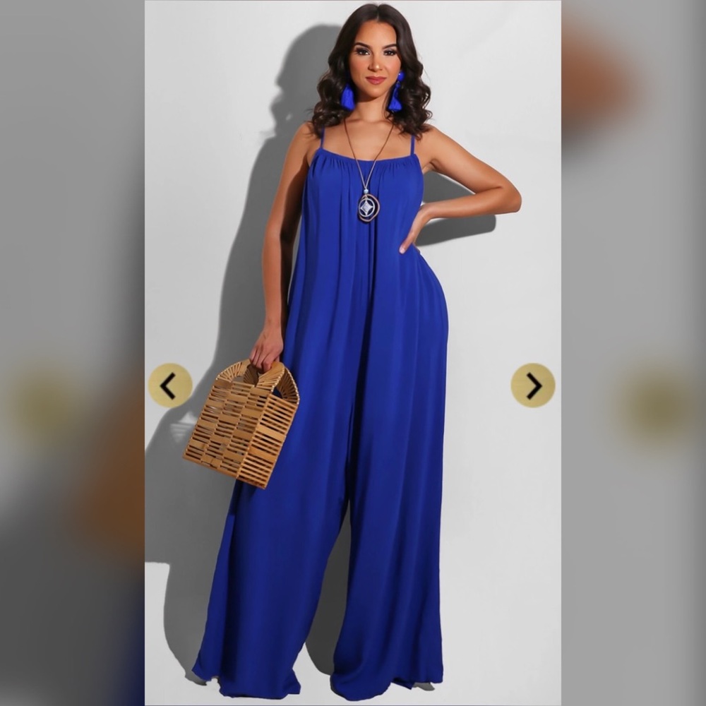 Spring Boho Jumpsuit Blue